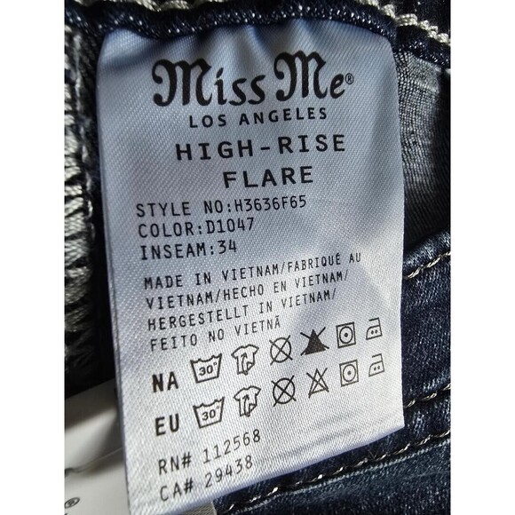 Miss Me Women's Heaven Slim Fit Dark Wash High Rise Flare Jeans Size 31 … - Picture 16 of 16